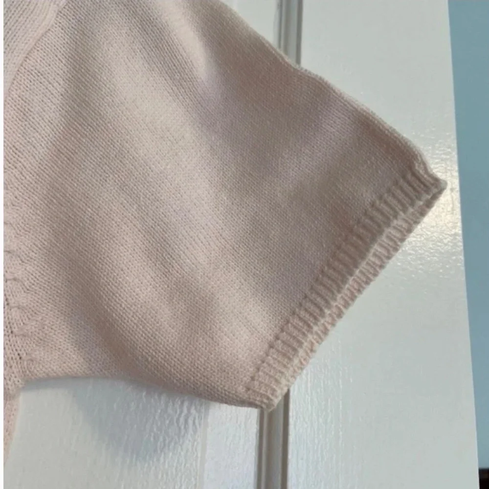 Vintage J Crew Pale Pink Cotton Crew Neck Sweater; Short Sleeves; Perfect; Med - Picture 9 of 11